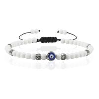 Memphis Evil Eye Armband met witte Porselein Kralen - thumbnail