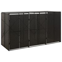 VidaXL Containerberging driedubbel 207x80x117 cm poly rattan zwart