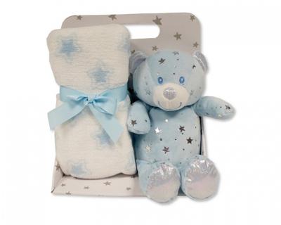 Snuggle Baby babydeken met knuffelbeer sterren 23 cm lichtblauw set 2-delig Snuggle Baby babydeken met knuffelbeer sterren 23 cm lichtblauw set 2-delig
