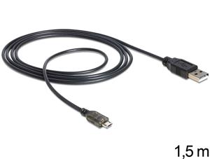 DeLOCK USB 2.0-A - USB micro-B, 1.5m USB-kabel 1,5 m USB A Micro-USB B Zwart