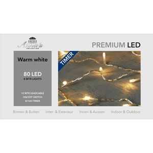 Kerstverlichting warm wit 80 lampjes 800 cm lichtsnoer met timer