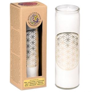 Geurkaars Stearine Flower of Life - Wit (100 Branduren)