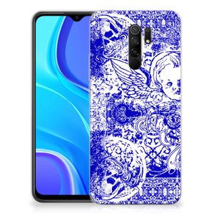 Silicone Back Case Xiaomi Redmi 9 Angel Skull Blauw