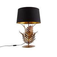 QAZQA - Landelijk | Vintage Tafellamp goud met katoenen kap zwart 40 cm - Botanica | Woonkamer | Slaapkamer - Staal Langwerpig - E27 Geschikt voor LED - Max. 1 x 60 Watt