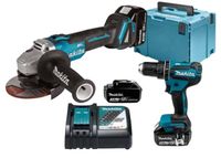 Makita DLX2334J 18v Combiset - DHP485Z Klopboor- en schroefmachine + DGA504Z Haakse slijper 3,0 Ah accu (3 st), snellader, Mbox - DLX2334J