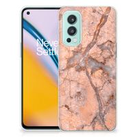 OnePlus Nord 2 5G TPU Siliconen Hoesje Marmer Oranje - thumbnail