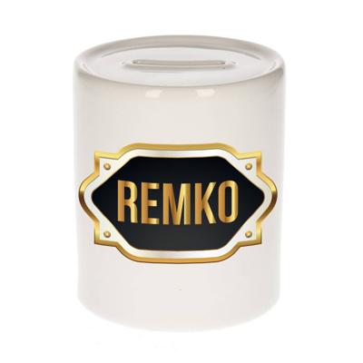Remko naam / voornaam kado spaarpot met embleem - Naam spaarpotten Remko naam / voornaam kado spaarpot met embleem - Naam spaarpotten
