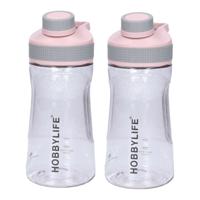 Waterfles / drinkfles / sportfles Aquamania - 2x - lichtroze - 530 ml - kunststof - bpa vrij - thumbnail