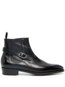 John Lobb side-buckle polished leather boots - Noir