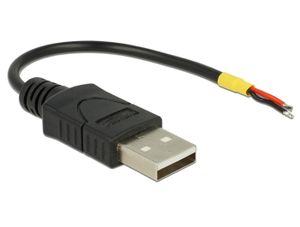 Delock 85250 Kabel USB 2.0 Type-A male > 2 x open draden voeding 10cm Raspberry Pi