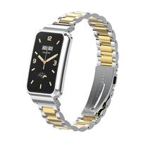 By Qubix - Metalen schakelband met case - Zilver met goud - Xiaomi Smart band 7 Pro