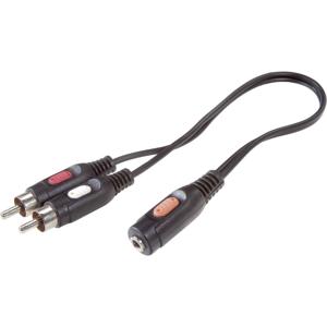 SpeaKa Professional SP-7870256 Cinch / Jackplug Audio Aansluitkabel [2x Cinch-stekker - 1x Jackplug female 3,5 mm] 1.50 m Zwart