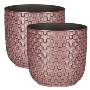 2x Stuks Plantenpotten/bloempotten keramiek roze - D13,5 en H13 cm