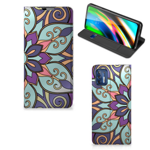 Motorola Moto G9 Plus Smart Cover Purple Flower