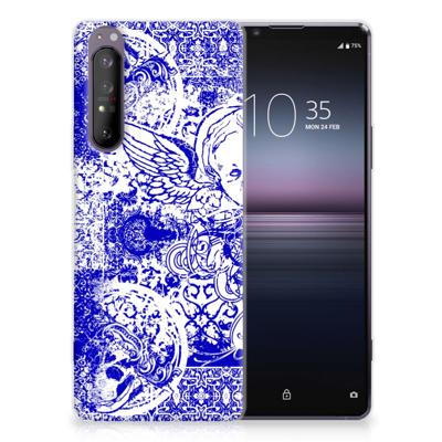 Silicone Back Case Sony Xperia 1 II Angel Skull Blauw