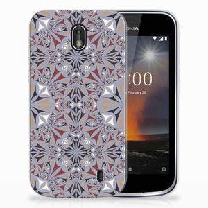 Nokia 1 TPU Siliconen Hoesje Flower Tiles