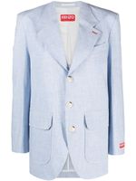 Kenzo blazer en lin à patch logo - Bleu - thumbnail