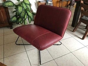 Leren fauteuil zonder armleuning met kruisframe - rood leer - Echt leer, Industrieel, ontdek de vele Leersoorten en Kleuren bij ShopX