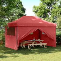 Partytent inklapbaar pop-up met 4 zijwanden bordeauxrood