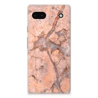 Google Pixel 6A TPU Siliconen Hoesje Marmer Oranje