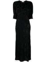 Rixo Zadie midi-jurk met bloemen jacquard - Zwart