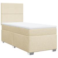 vidaXL Boxspring met matras stof crèmekleurig 90x200 cm