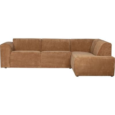 Hoekbank Luna rechts ribstof honing geel