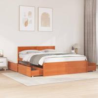 vidaXL Bedframe met lades massief grenenhout wasbruin 140x200 cm, bed, bed ombouw, boxspring, bedbodem, slaapkamermeubel, 2 persoonsbed