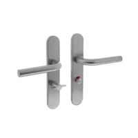 Deurkruk Recht op verdekt schild met toilet-/badkamersluiting RVS