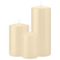 Stompkaarsen set van 6x stuks creme wit 12-15-20 cm