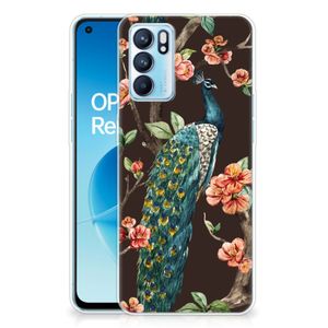 OPPO Reno 6 5G TPU Hoesje Pauw met Bloemen