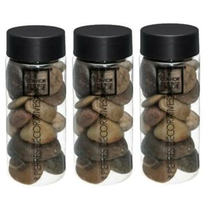 3x Potjes grote decoratie/hobby stenen bruin 750 gram