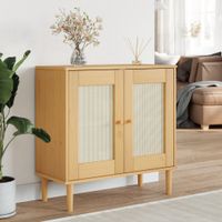 Dressoir SENJA 80x35x80 cm rattan look massief grenenhout bruin