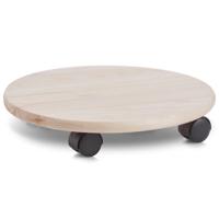 Planten trolley/multiroller naturel hout rond 35 cm - Trolleys voor kamerplanten max 100 kg - thumbnail