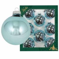8x Glanzende blauwe kerstboomversiering kerstballen van glas 7 cm - Kerstbal
