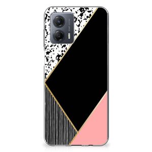 Motorola Moto G53 TPU Hoesje Zwart Roze Vormen