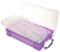 Really Useful Box opbergdoos 4 liter met 2 dividers, transparant paars - thumbnail