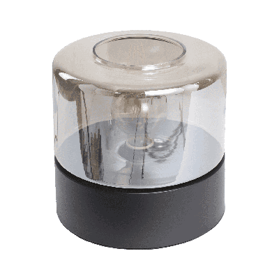 Tafellamp Veneto mat zwart + fume glas