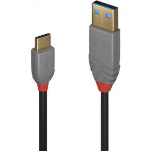 Lindy 36887 2m USB A USB C Mannelijk Mannelijk Zwart, Grijs USB-kabel