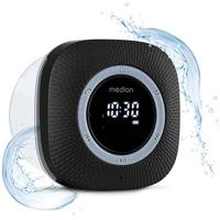 MEDION P66096 Douche radio met Bluetooth (badkamerradio, FM radio, zuignap, LED display, IPX6 waterproof, geïntegreerde oplaadbare batterij, MD43884) zwart