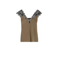 Morgan top met kant kaki