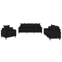 vidaXL 3-delige Loungeset met kussens fluweel zwart