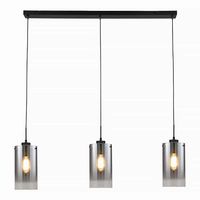 Freelight Hanglamp Ventotto 3 lichts L 100 cm rook glas zwart