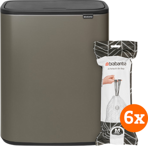 Brabantia Bo Touch Bin 60 Liter Platinum + Vuilniszakken (120 stuks)