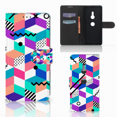 Sony Xperia XZ3 Book Case Blokken Kleurrijk