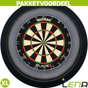 Winmau Blade 6 + Lena Dartbord Verlichting Deluxe XL Zwart