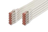 DIGITUS LAN kabel Cat 6 - 0.25m - 10 stuks - RJ45 netwerkkabel - S/FTP afgeschermd - Compatibel met Cat 6A & Cat 7 - Wit
