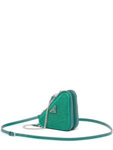 Prada mini pochette à ornements en cristal - Vert