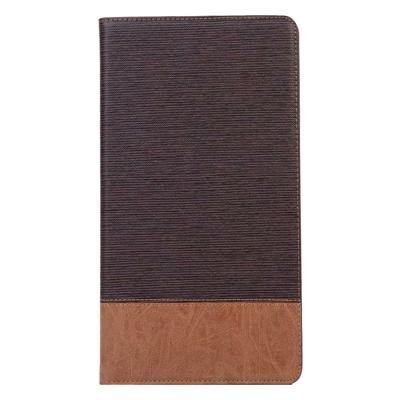 Shop4 - Samsung Galaxy Tab A 10.1 (2019) Hoes - Book Cover Denim en Leer Donker Bruin Shop4 - Samsung Galaxy Tab A 10.1 (2019) Hoes - Book Cover Denim en Leer Donker Bruin