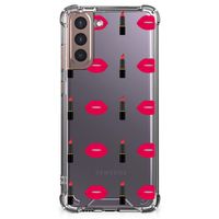 Samsung Galaxy S21 Plus Doorzichtige Silicone Hoesje Lipstick Kiss